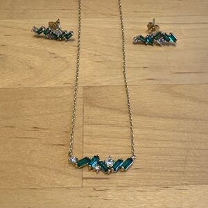 Adina Eden Green CZ Earring & Necklace Combo Set